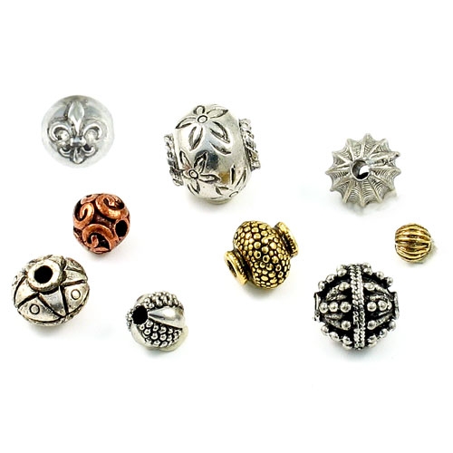 Round pewter beads